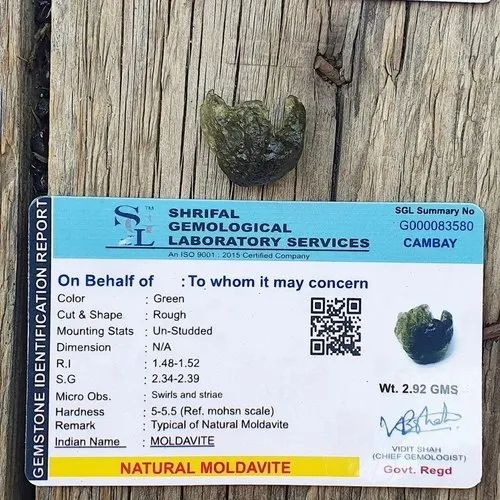 Natural Moldavite Gemstone - Lab Certfied
0.56 gram - 6.30 gram