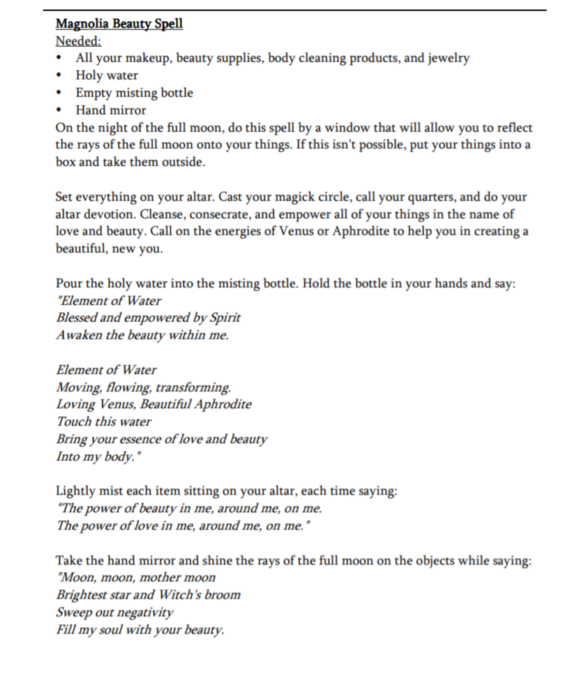 50 + Beauty Spells