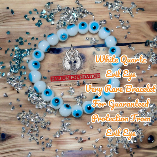 Energied & Programmed White Quartz Evil Eye Limited Bracelet 8MM